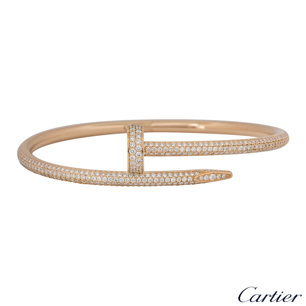 Cartier Rose Gold Diamond Juste Un Clou Bracelet Size 17 N6702117 ...